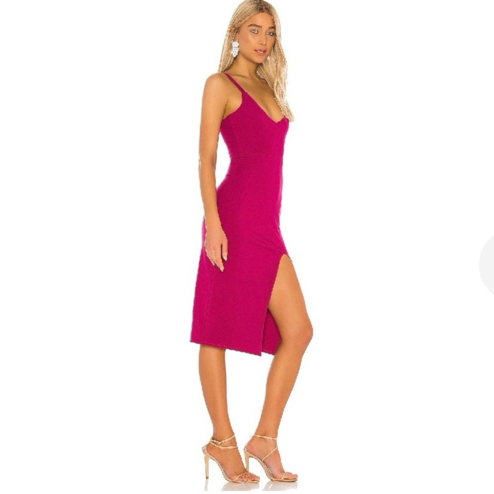 NWT! Lovers + Friends Lucie Midi Dress in Fuchsia Size Medium - Picture 3 of 13